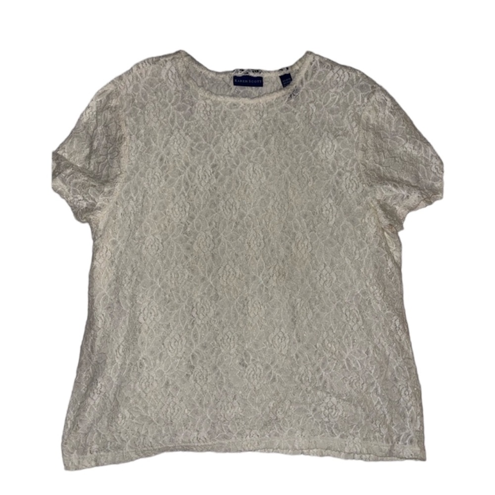 Karen Scott White Lace Top